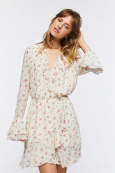 Forever 21 Women's Chiffon Floral Print Mini Dress Ivory/Multi