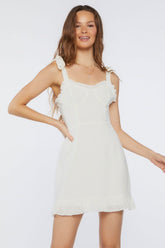 Forever 21 Women's Tie-Strap Sweetheart Dress Cream