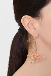 Forever 21 Women's Beaded Flower Drop Earrings Gold/Pink