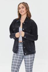 Forever 21 Women's Basic Organically Grown Cotton Denim Jacket Black