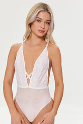 Forever 21 Women's Marble Print Lingerie Bodysuit Light Pink/White