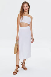 Forever 21 Women's Cutout Midi Spring/Summer Dress White