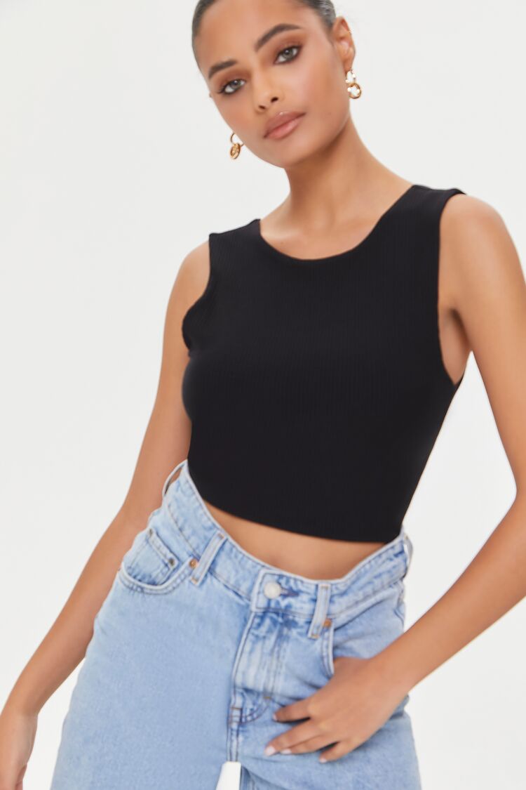 Forever 21 Women's Twisted-Back Crop Top Black