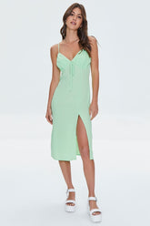 Forever 21 Women's Cami Midi Slit Spring/Summer Dress Pistachio