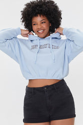 Forever 21 Plus Women's Beverly Hills Hoodie Sweatshirt Blue/White