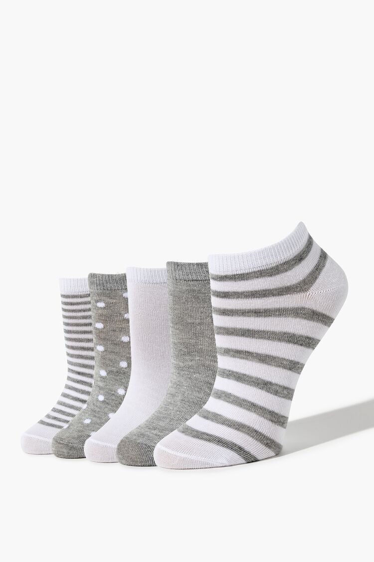 Forever 21 Women's Assorted Ankle Sock Set Heather Grey/White