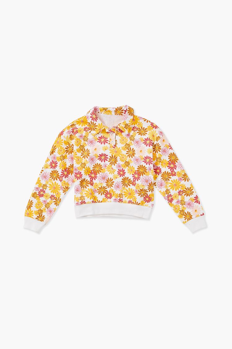 Forever 21 Girls Floral Print Pullover (Kids) White/Multi