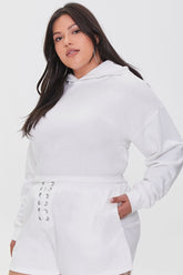 Forever 21 Plus Women's Lace-Back Hoodie Sweatshirt Cream