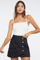 Forever 21 Women's Linen-Blend Mini Skirt Black