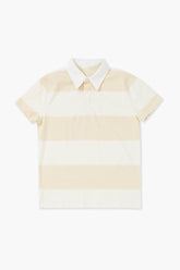 Forever 21 Kids Striped Rugby Shirt (Girls + Boys) Tan/White