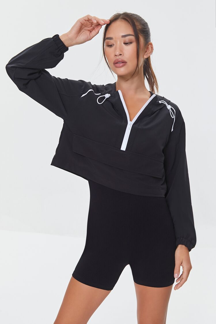 Forever 21 Women's Active Cropped Anorak Black