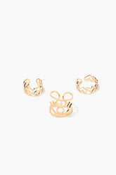 Forever 21 Women's Peace Sign & Heart Toe Ring Set Gold