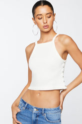 Forever 21 Women's Hook-and-Eye Crop Top Vanilla