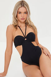 Forever 21 Women's Cutout Underwire One-Piece Swimsuit Black