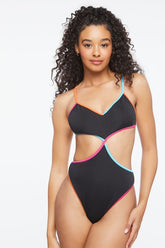 Forever 21 Women's Crisscross Monokini One-Piece Swimsuit Black/Multi