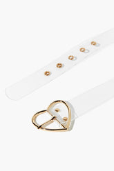 Forever 21 Women's Vinyl Heart-Buckle Belt Clear/Gold