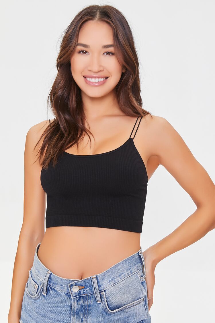 Forever 21 Women's Dual Cami Strap Bralette Black