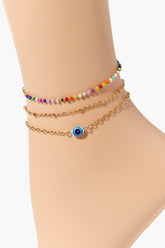 Forever 21 Women's Evil Eye Anklet Set Blue/Multi