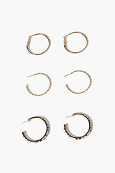 Forever 21 Women's Speckled Print Hoop Earring Set White/Gold