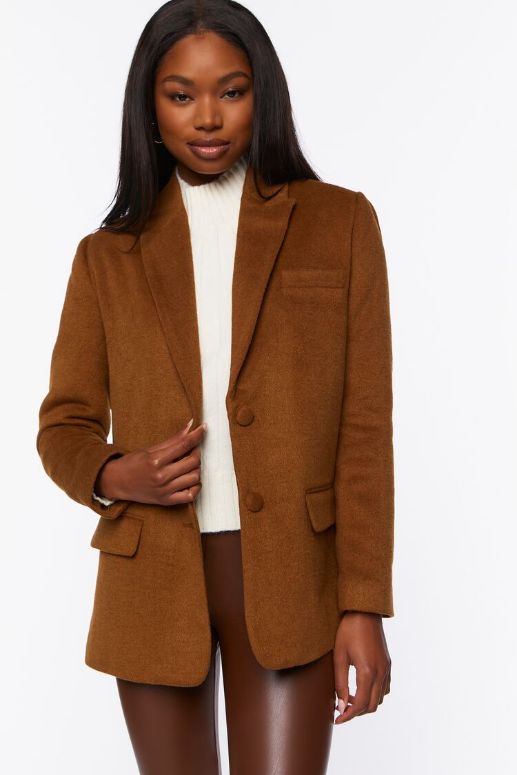 Forever 21 Women's Peak Lapel Blazer Camel