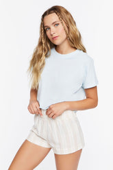 Forever 21 Women's Striped Pull-On Shorts Cream/Maple