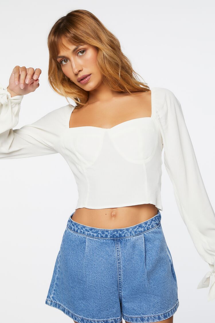 Forever 21 Women's Bustier Crop Top Vanilla