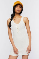 Forever 21 Women's Bodycon Lace-Up Mini Spring/Summer Dress Vanilla