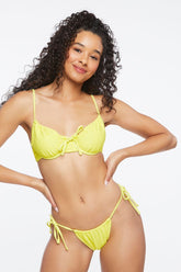 Forever 21 Women's Eyelet String Bikini Bottoms Citron