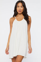 Forever 21 Women's Gauze Swim Pool/Beach Cover-Up Dress Vanilla