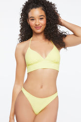 Forever 21 Women's Cheeky Low-Rise Bikini Bottoms Citron