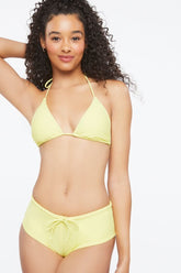 Forever 21 Women's Drawstring Boyshort Bikini Bottoms Citron