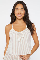 Forever 21 Women's Striped Gauze Pajama Cami White/Multi