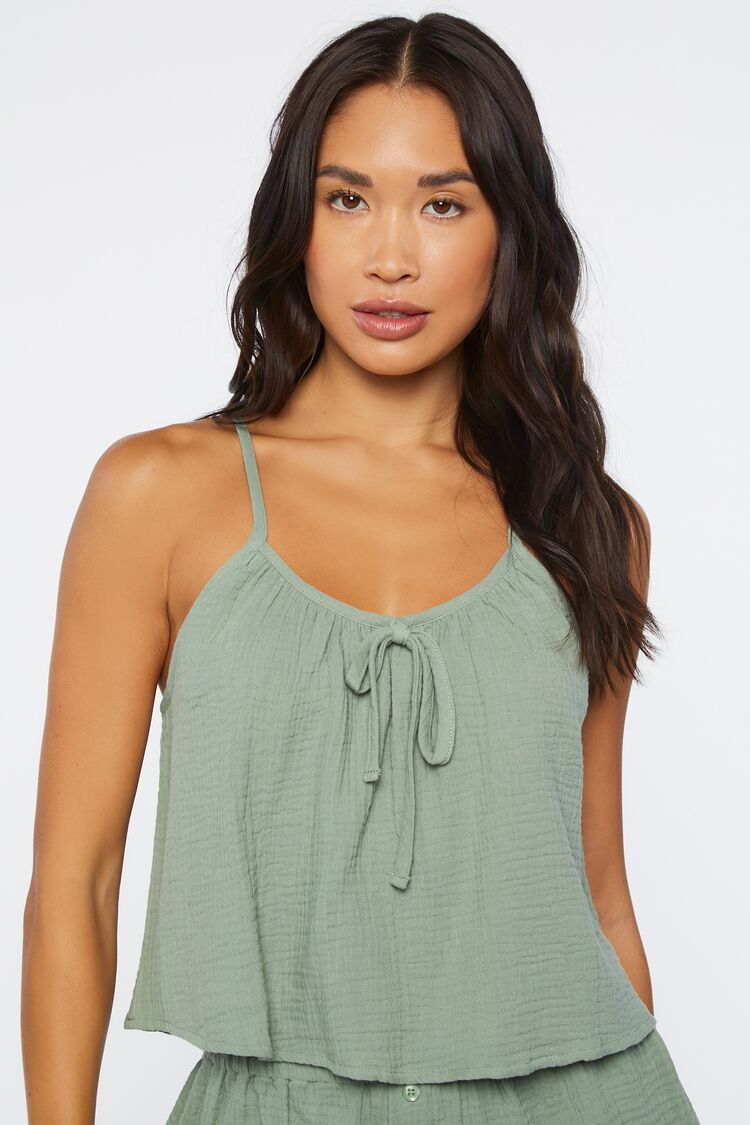 Forever 21 Women's Gauze Pajama Cami Olivine