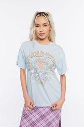 Forever 21 Women's World Tour Graphic T-Shirt Blue/Multi