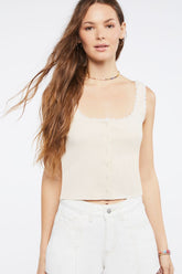 Forever 21 Women's Lace-Trim Cropped Tank Top Sandshell