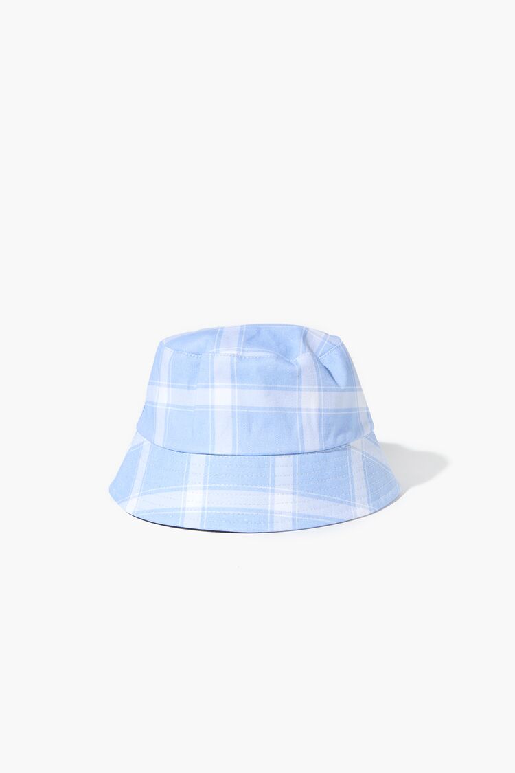 Forever 21 Kids Plaid Bucket Hat (Girls + Boys) Blue/White