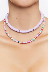 Forever 21 Women's Beaded Layered Necklace Set Purple/Multi