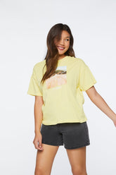 Forever 21 Women's No Signal Graphic Crew Neck T-Shirt Yellow/Multi