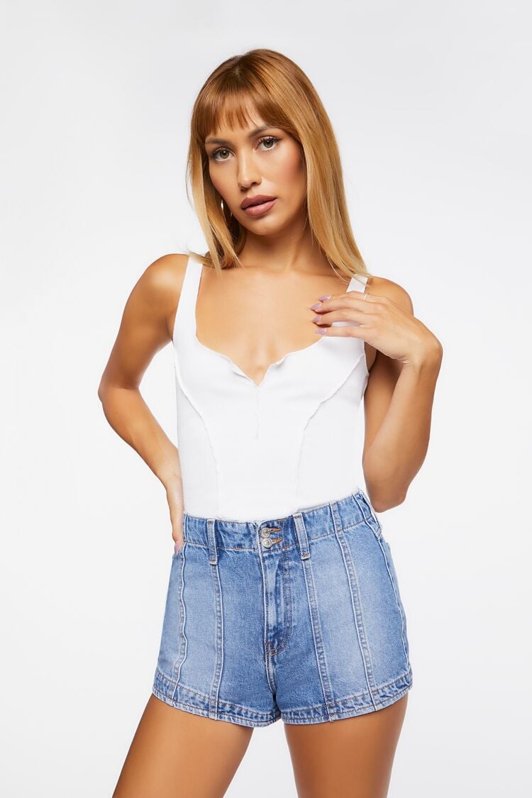 Forever 21 Women's Inverted-Seam Cropped Tank Top White