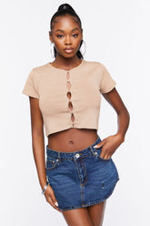 Forever 21 Women's Seamless Cutout Cropped T-Shirt Walnut