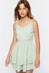 Forever 21 Women's Surplice Tiered Mini Spring/Summer Dress Mint