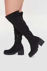 Forever 21 Women's Faux Suede Knee-High Boots (Wide) Black