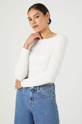 Forever 21 Women's Ribbed Knit Cropped Sweater White