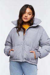 Forever 21 Women's Quilted Puffer Bubble Coat Jacket Pewter