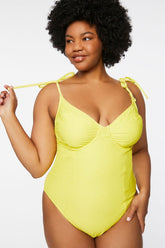 Forever 21 Plus Women's Cutout One-Piece Swimsuit Citron