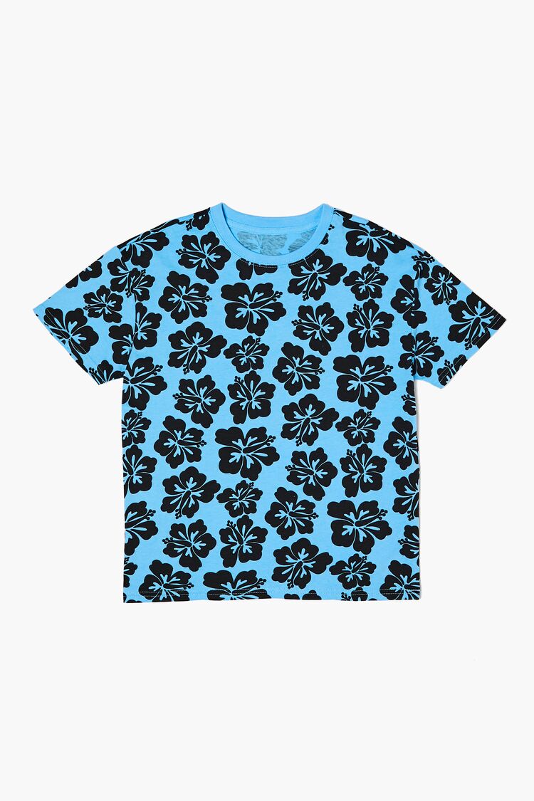 Forever 21 Kids Floral Print T-Shirt (Girls + Boys) Blue/Black