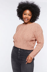 Forever 21 Plus Women's Cable Knit Sweater Blush