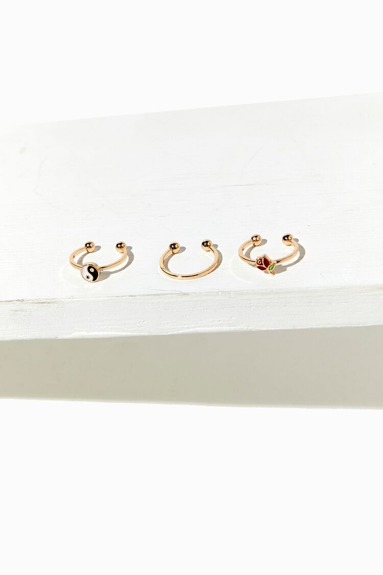 Forever 21 Women's Upcycled Yin Yang Toe Ring Set Gold