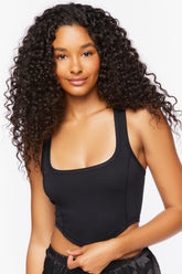 Forever 21 Women's French Terry Lounge Tank Top Black