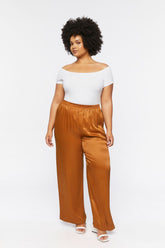 Forever 21 Plus Women's Satin Palazzo Pants Maple